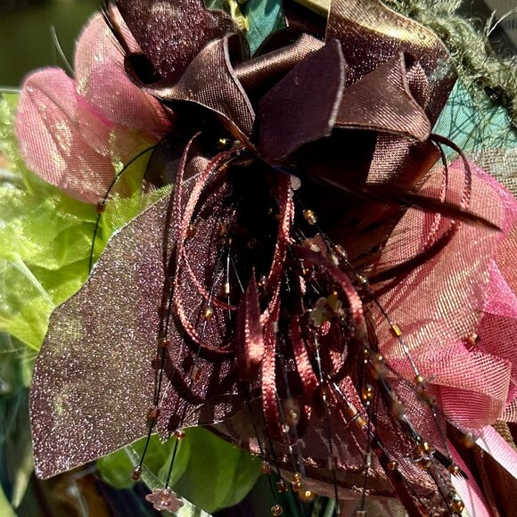 VINTAGE Mary Frances Feather and Ribbon Floral Beaded Bag - Picture 7 of 16